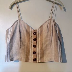 Cream Striped Express Crop Top